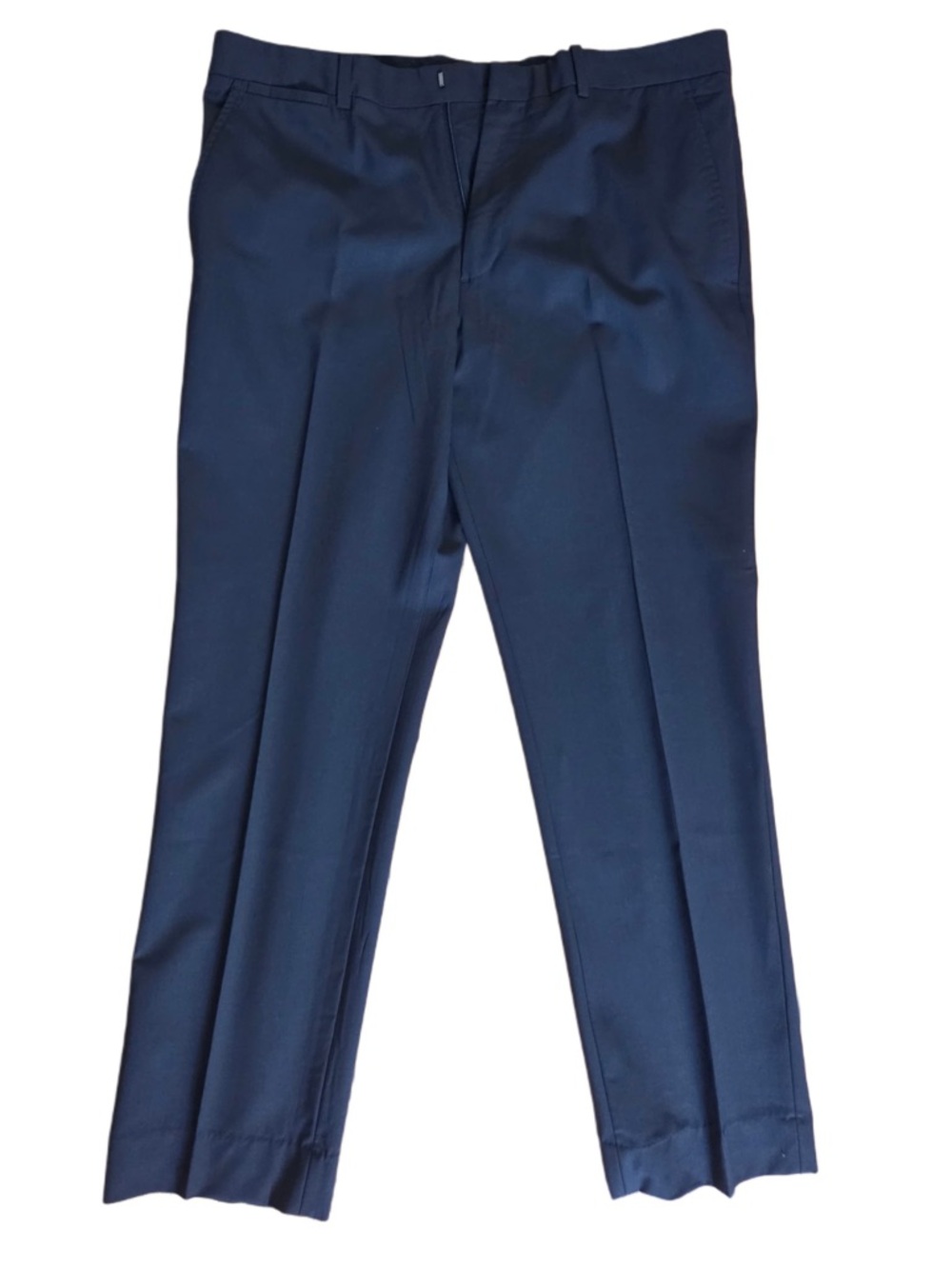 Theory Men's Navy Wool Soft Stretch Lycra Blend Dress Pants Tailored Flat Front
